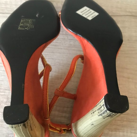 NEW PRADA ORANGE SUEDE SNAKESKIN WEDGE HEELS SIZE 35/5 - Picture 8 of 11